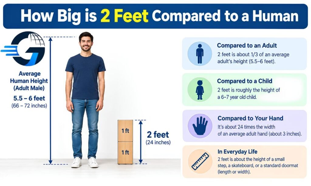 How Big is 2 feet compared to a Human