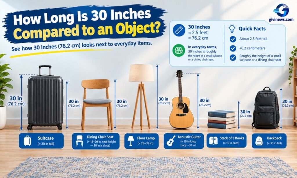 How long is 30 inches compared to an object