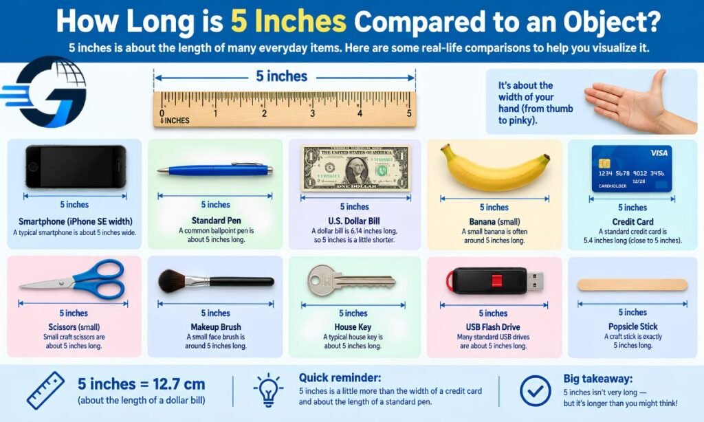 How long is 5 inches compared to an object