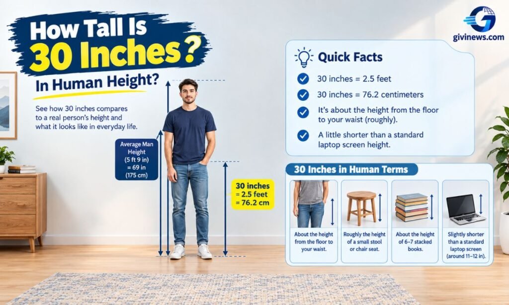 How tall is 30 inches in human height?