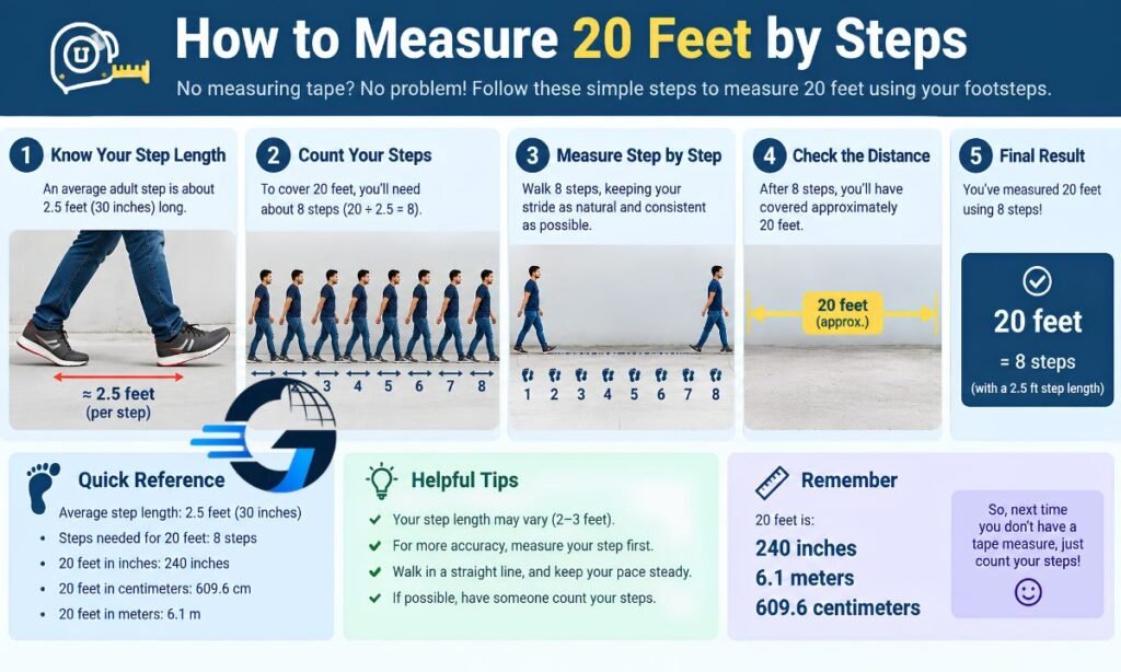 How to Measure 20 Feet by Steps