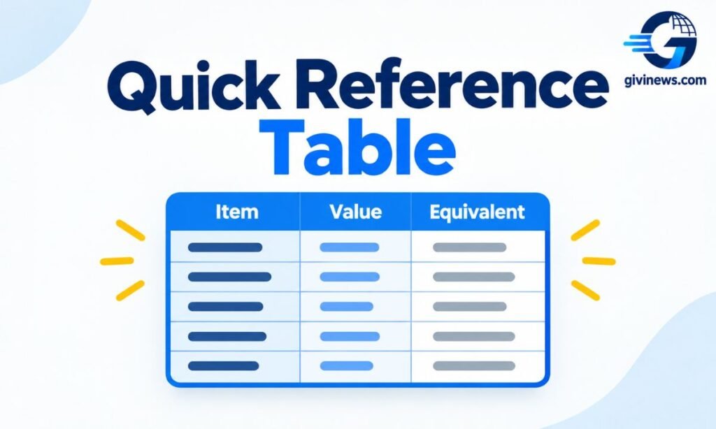 Quick Reference Table