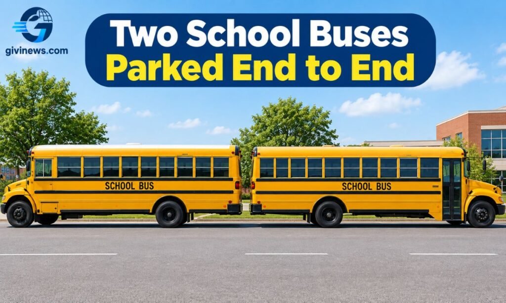  Two School Buses Parked End to End
