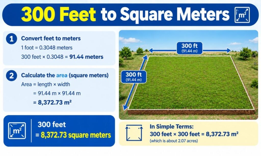 300 feet to square meters