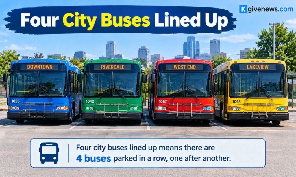 Four City Buses Lined Up
