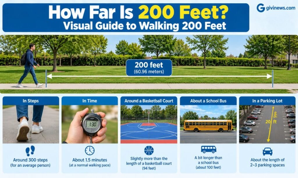 How far is 200 feet visually to walk?