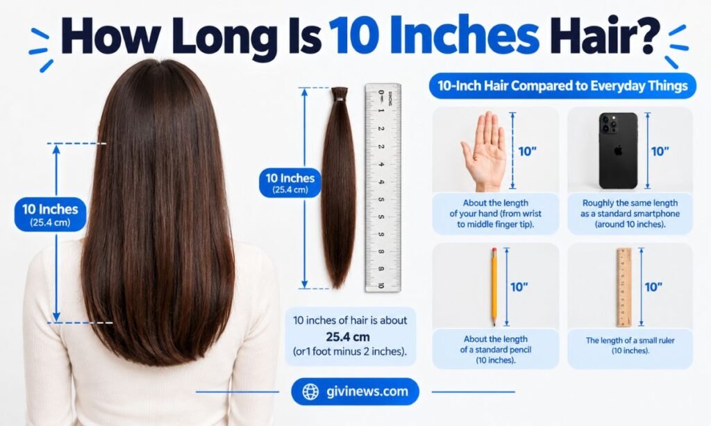 How long is 10 inches hair?