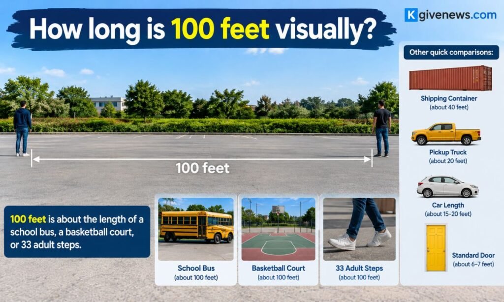 How long is 100 feet visually?