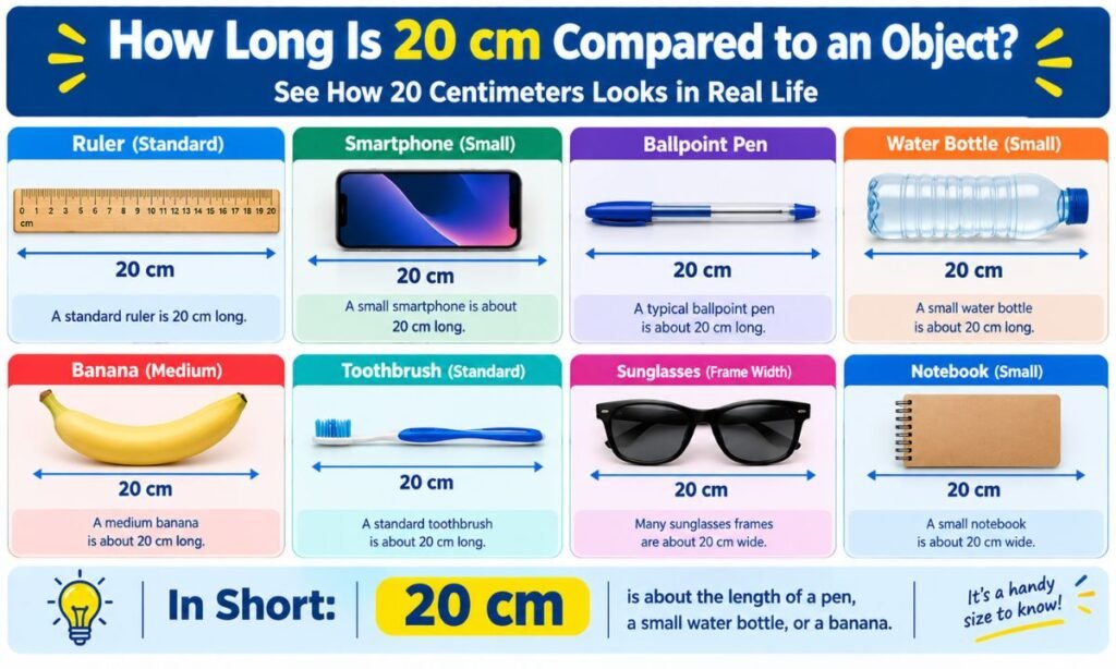 How long is 20 cm compared to an object
