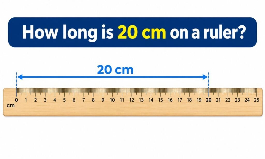 How long is 20 cm on a ruler?