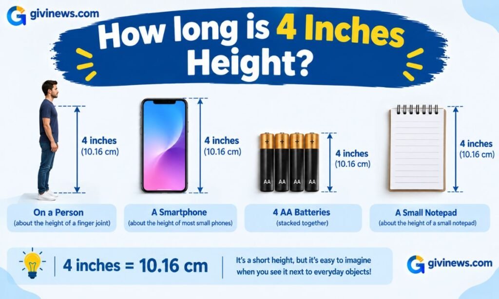 How long is 4 inches height