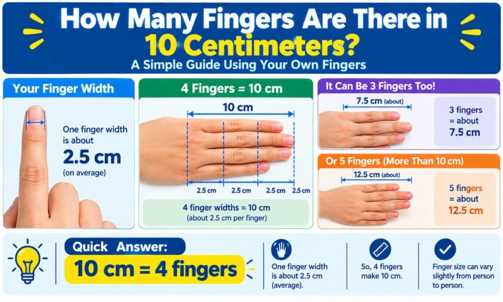 How many fingers are there in 10 centimeters?