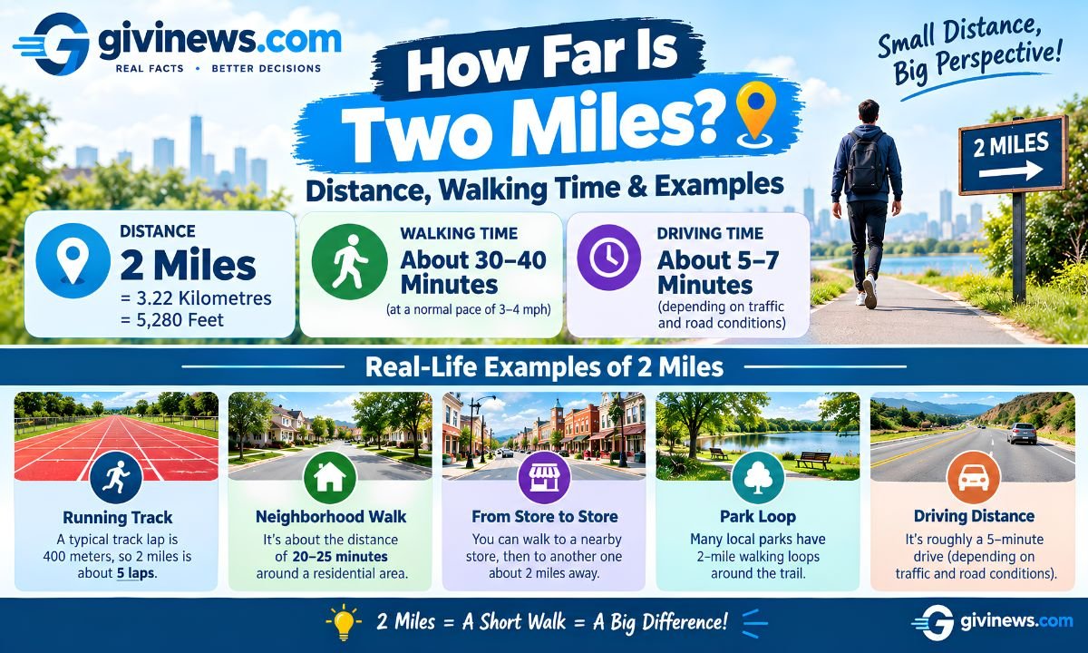 How Far Is Two Miles? Distance, Walking Time & Examples