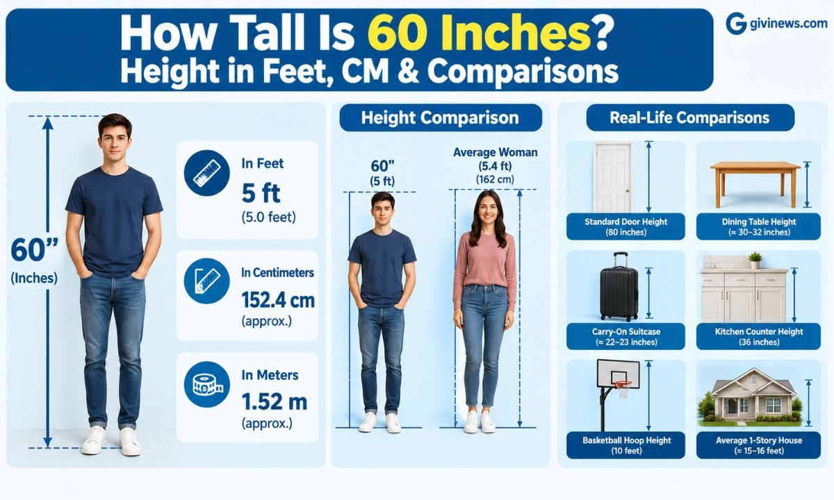 How Tall Is 60 Inches? Height in Feet, CM & Comparisons